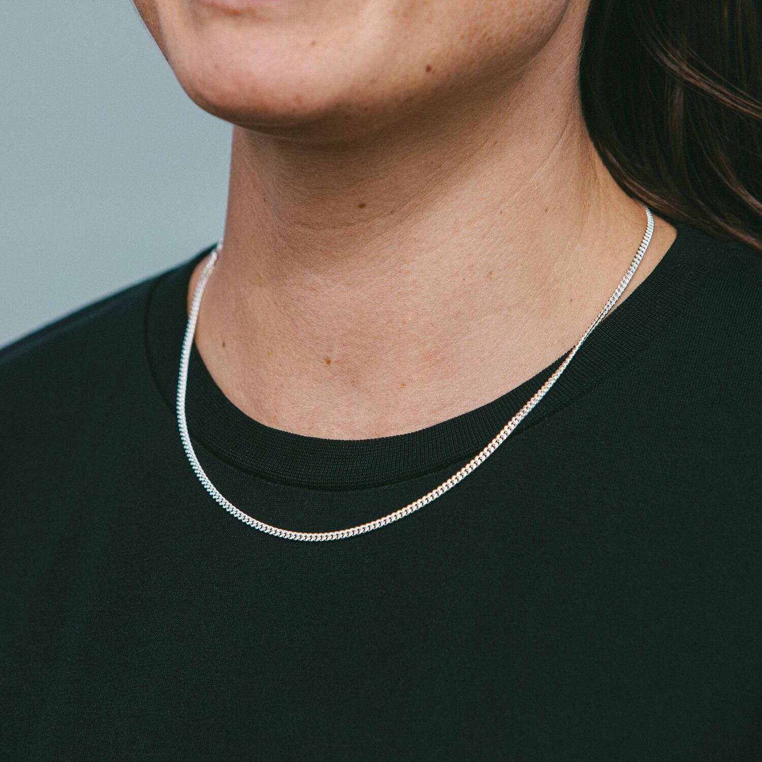 IX Curb Medi halskæde - sølv